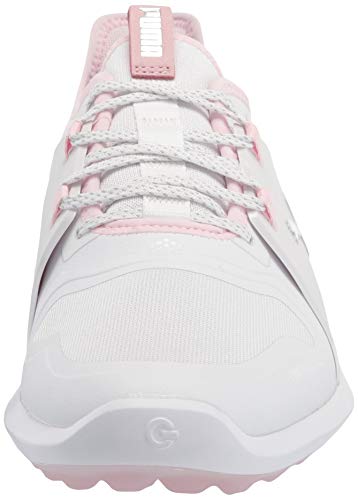 PUMA Women's Ignite Fasten8 Golf Shoe, White Silver-Pink Lady, 10