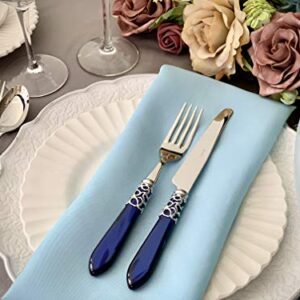 Casa Bugatti Italy Melodia Brilliant 5 Piece Place Setting flatware set cutlery dinnerware silverware (Melodia royal blue)