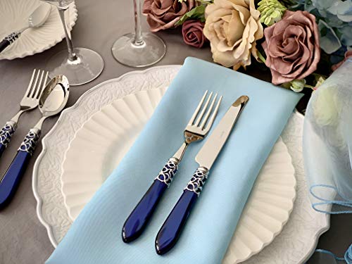 Casa Bugatti Italy Melodia Brilliant 5 Piece Place Setting flatware set cutlery dinnerware silverware (Melodia royal blue)