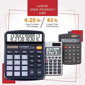 Desktop Calculator 12 Digit with Large LCD Display and Sensitive Button, Solar and Battery Dual Power, Standard Function for Office, Home, School, CD-2786 (Black)