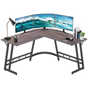 lufeiya l shaped desk corner computer desks for small space home office student study bedroom gaming pc work,47 inch modern l-shaped writing table,grey