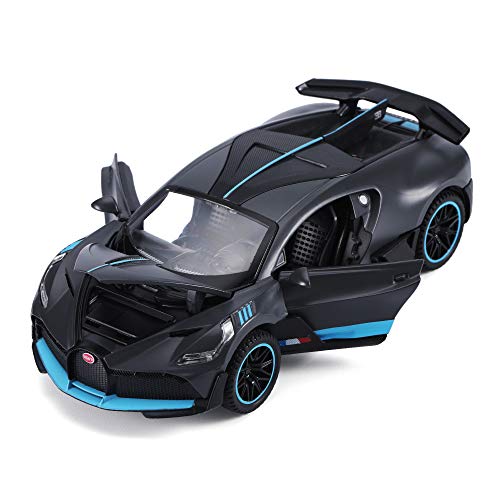 haomsj Bugatti Divo Diecast Metal Model Cars for Boy Toys Age 3-12 Pull Back Vehicles with Music Doors and Hood Can Be Opened(Gray)