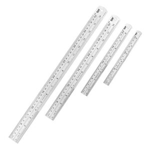 ruler metal stainless steel ruler straight edge measuring tool set of 4(6/8/12/16 inch)