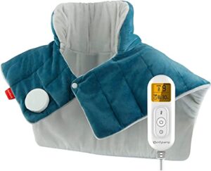 comfytemp weighted heating pad for neck and shoulders, 2.2lb large electric heated neck shoulder wrap for pain relief - 9 heat settings, 11 auto-off, gifts for women men mom dad - 19"x22"
