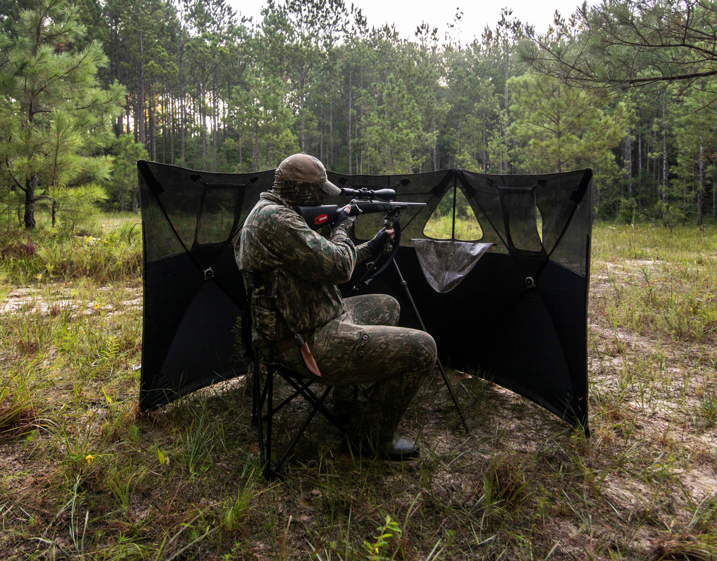 Primos Hunting DoubleBull 3-Panel Stakeout Blind with Surroundview 5 Shoot Through Ports in Mossy Oak Bottomland Camo 65165