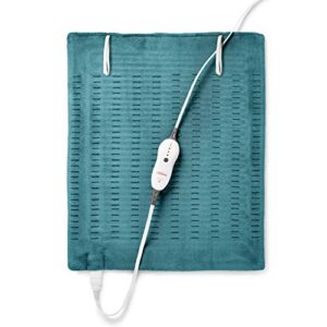 sunbeam heating pad for back, neck, and shoulder pain relief with auto shut off, xxl large 20 x 24", teal