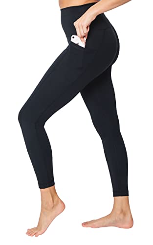 Yogalicious Lux High Waist Elastic Free Side Pocket Ankle Legging - Black - Medium