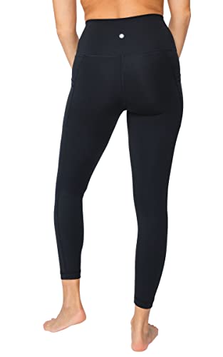 Yogalicious Lux High Waist Elastic Free Side Pocket Ankle Legging - Black - Medium