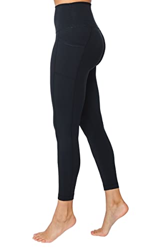 Yogalicious Lux High Waist Elastic Free Side Pocket Ankle Legging - Black - Medium