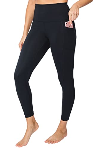 Yogalicious Lux High Waist Elastic Free Side Pocket Ankle Legging - Black - Medium