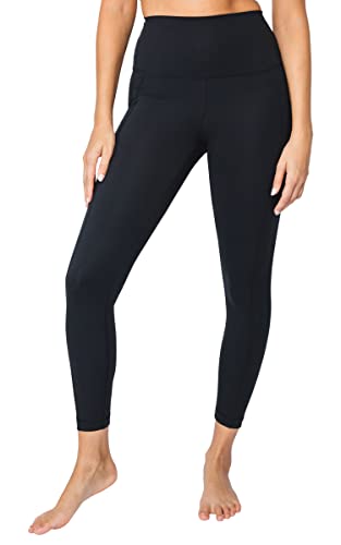 Yogalicious Lux High Waist Elastic Free Side Pocket Ankle Legging - Black - Medium