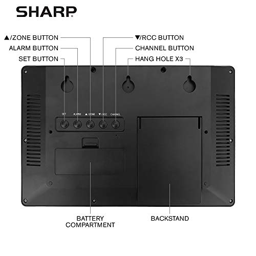 SHARP Atomic Clock - Never Needs Setting! –Easy to Read Numbers - Indoor/Outdoor Temperature, Wireless Outdoor Sensor - Battery Powered - Easy Set-Up!! (4" Numbers)