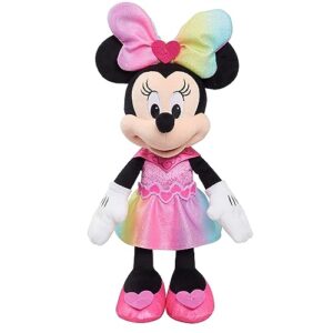 disney junior minnie mouse sparkle and sing minnie mouse, 13 inch feature plush with lights and sounds, by just play
