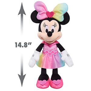 Disney Junior Minnie Mouse Sparkle and Sing Minnie Mouse, 13 Inch Feature Plush with Lights and Sounds, by Just Play