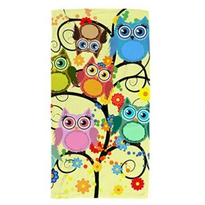 face towel hand cloth terry towels washcloth bright cute cartoon owls bath decor gift for hotel-spa-kitchen multi-purpose,soft,quick-dry 30 x 15 inch
