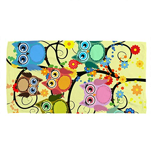 Face Towel Hand Cloth Terry Towels Washcloth Bright Cute Cartoon Owls Bath Decor Gift for Hotel-Spa-Kitchen Multi-Purpose,Soft,Quick-Dry 30 X 15 inch