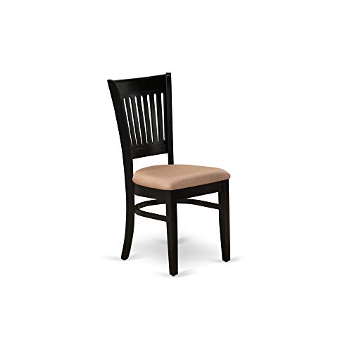 East West Furniture DLVA3-BLK-C Dublin 3 Piece Kitchen Set for Small Spaces Contains a Round Dining Room Table with Dropleaf and 2 Linen Fabric Upholstered Chairs, 42x42 Inch, Black