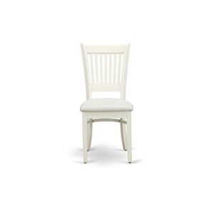 East West Furniture DLVA5-LWH-C Dublin 5 Piece Set for 4 Includes a Round Table with Dropleaf and 4 Fabric Kitchen Dining Chairs, 42x42 Inch, Linen White