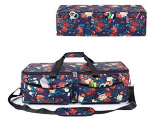 cactiye upgrade carrying bag with thick-padded lining carrying bag compatible with cricut explore air and maker, waterproof tote bag compatible with cricut explore air and supplies (floral, 1+1)