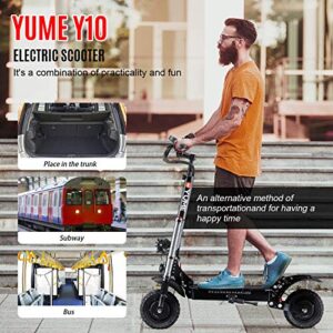 M YUME Scooter Y10 Adult Electric Scooter Double Suspensions Dual Motor 23.4AH Battery 52V 2400W 40 MPH 40 Miles Fast Sports Scooter 10" Off Road 330lbs Max Load Folding Scooter