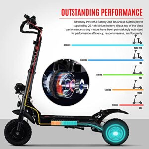 M YUME Scooter Y10 Adult Electric Scooter Double Suspensions Dual Motor 23.4AH Battery 52V 2400W 40 MPH 40 Miles Fast Sports Scooter 10" Off Road 330lbs Max Load Folding Scooter