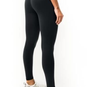 Kamo Fitness Serenity No Front Seam Leggings 25" Inseam Yoga Pants High Waisted Soft Workout Tights (Black, M)