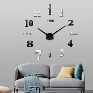 ferrisa frameless diy wall clock, 3 in 1 large 3d frameless wall clock 47 inch, 3d diy wall clock for living room bedroom office decor wall decor