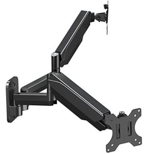 mount pro dual monitor wall mount for 13 to 32 inch computer screens, gas spring arm for 2 monitors, each holds up to 17.6lbs, full motion wall monitor mount with vesa 75x75/100x100
