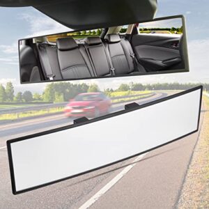 joytutus rear view mirror, universal 11.81 inch panoramic convex interior clip-on wide angle mirror to reduce blind spot effectively for car suv trucks -clear