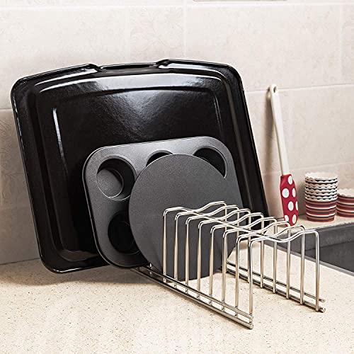 Dish Drying Rack with Stainless Steel Utensil Holder Large Dish Rack Drainer Lid Organizer Plate Drying Rack, Lid Holder Kitchen Pot Lid Rack Holder