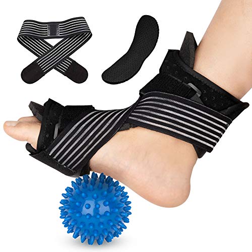 Plantar Fasciitis Splint, Night Splint for Plantar Fasciitis, Adjustable Plantar Fasciitis Splint with Massage Ball, 2021 Updated Version