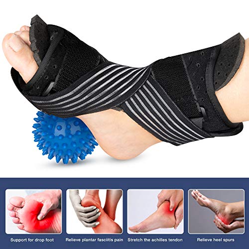 Plantar Fasciitis Splint, Night Splint for Plantar Fasciitis, Adjustable Plantar Fasciitis Splint with Massage Ball, 2021 Updated Version