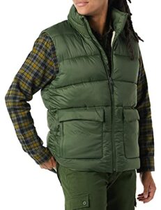 amazon essentials men's water-resistant sherpa-lined puffer vest, olive, x-large