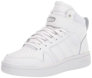 adidas women's postmove mid basketball shoe, white/white/grey one, 8