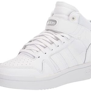 adidas Women's Postmove Mid Basketball Shoe, White/White/Grey One, 8