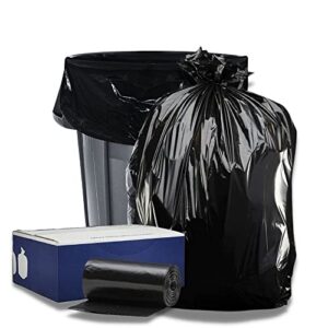 plasticplace 55-60 gallon trash bags, 1.2 mil‚ black heavy duty garbage can liners‚ 38” x 58” (50 count)