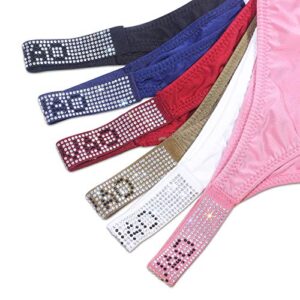 LEVAO Sexy Panties, Thongs for Women Letter Rhinestones G-String Low-rise Tanga Stretch Underwear Multipack (3-6 pack,S-XL)