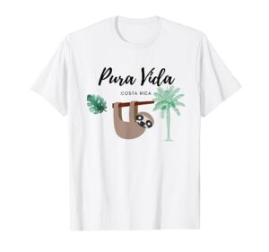 costa rica pura vida sloth palm tree t-shirt