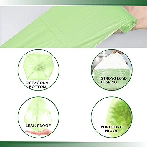 iDemaya Small Trash Bags, Biodegradable 2.6 Gallon Extra Thick Garbage Bags, Recycling & Degradable Rubbish Bags Wastebasket Liners for Kitchen Bathroom Office Car Pet, (5 Rolls / 100 Counts, Green)