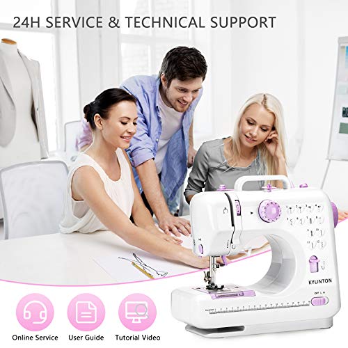 Kylinton Beginners Mini Sewing Machine for Kids, Electric Small Sewing Machine with Foot Pedal, 12 Stitches, High-Low Speeds, Automatic Winding for Cloth Girls Adults