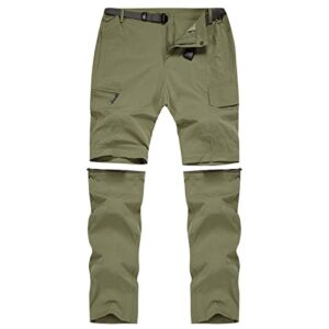 mansdour men's hiking pants convertible quick dry lightweight zip-off outdoor work pants waterproof tactical cargo fishing mountain travel trousers breathable casual camping safari pants green