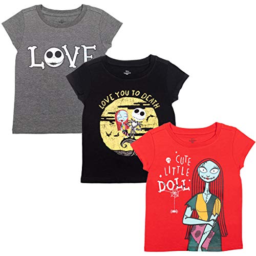 Disney Nightmare Before Christmas Jack Skellington Sally Big Girls 3 Pack T-Shirt 7-8