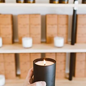 Calyan Wax Soy Wax Candle, Musk & Teakwood Scented Candle for The Home | Premium Candle with Essential Oils | 10.2 oz 75 Hour Burn Time | Soy Candle in Matte Black Jar, Gift for Men