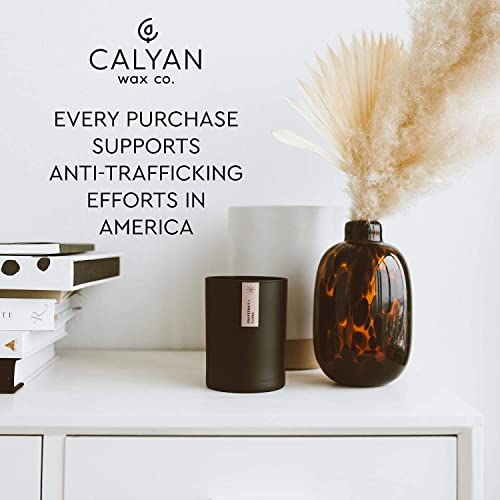 Calyan Wax Soy Wax Candle, Musk & Teakwood Scented Candle for The Home | Premium Candle with Essential Oils | 10.2 oz 75 Hour Burn Time | Soy Candle in Matte Black Jar, Gift for Men