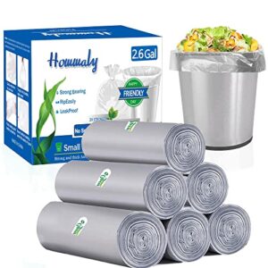 2.6 gallon grey trash can liners 300 counts,small trash bags garbage bags, extra strong 1 2 gal garbage bags, fit 4.5-6 liters trash bin, bathroom trash can liners for home office bedroom(grey 300)