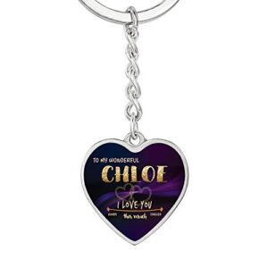 keychain accessories with first name - to my wonderful chloe i love you this much always, forever - romantic valentine day gift wife, girlfriend - pendant heart keychain