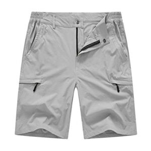 basudam men's cargo hiking shorts stretch quick dry lightweight work shorts 6 pockets for camping travel light grey 36