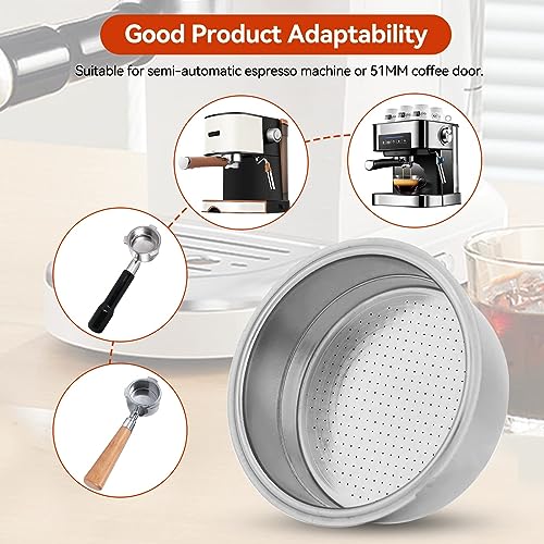 Stainless Steel Coffee Filter, 51mm Double Layer Pressurized Filter Basket Espresso Filter Basket for Portafilter Coffee Machine(Double Cup)