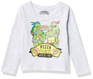 teenage mutant ninja turtles boys long sleeve graphic t-shirt t shirt, heather grey, 7-8 years us