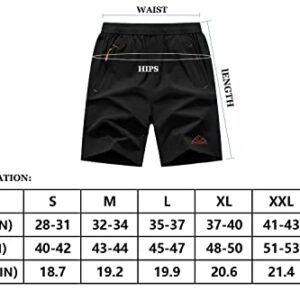 Rdruko Men's Quick Dry Hiking Shorts Lightweight Running Workout Gym Active Shorts with Zipper Pockets(Dark Grey, US M)